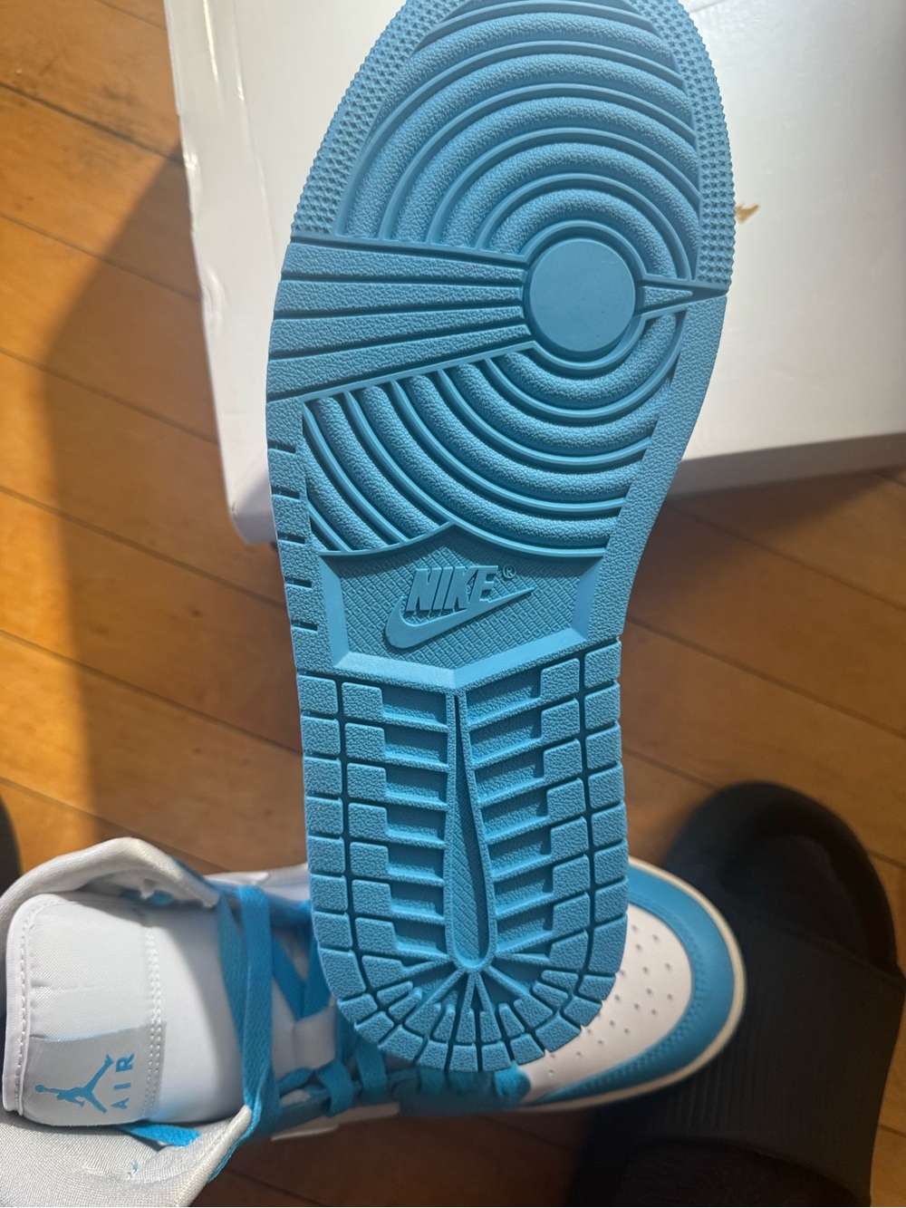Nike Kids High-Top Sneakers in Light Blue and White